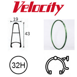 Velocity B-43 Lime Rim - 700c x 13mm, 32H, Presta Valve, Rim Brake