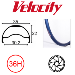 Velocity Blunt 35 26" Disc Brake Rim - Blue Tubeless Ready