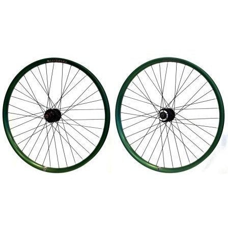 Velocity Blunt-35 26" Wheelset - Tubeless Ready, Green Rim, Black Hub & Spokes