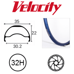 Velocity Blunt 35 29er Rim - Blue, Tubeless, Disc Brake, 32H