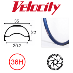 Velocity Blunt 35 29er Rim - Blue, Tubeless, Disc Brake, 36H