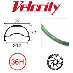 Velocity Blunt 35 29er Rim - Disc Brake, Tubeless Ready, Green