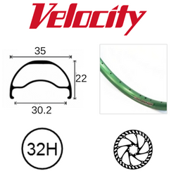 Velocity Blunt 35 29er Rim - Disc Brake, Tubeless Ready, Green