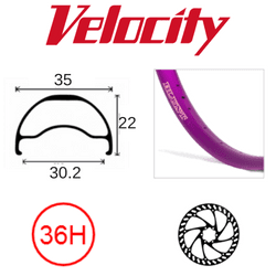 Velocity Blunt 35 29er Rim - Purple, Tubeless, Disc Brake, 36H