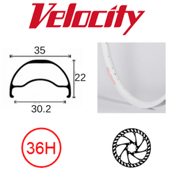 Velocity Blunt 35 29er Rim - Tubeless Ready, Disc Brake, White