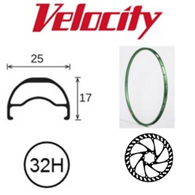 Velocity Blunt SL 29er Rim - Disc Brake, Tubeless Ready, Green