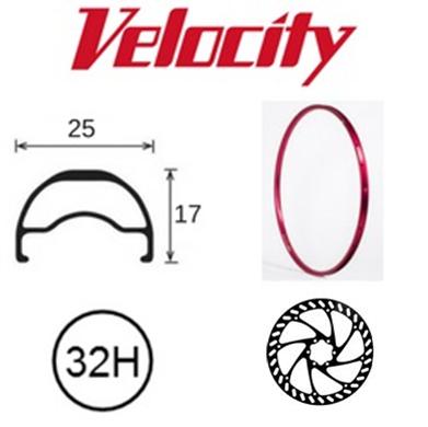 Velocity Blunt SL 29er Rim - Disc Brake, Tubeless Ready, Red