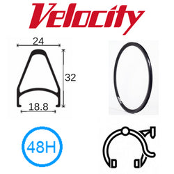 Velocity Chukker 26" Rim - 48H - Black Anodised - Presta Valve - Rim Brake Compatible