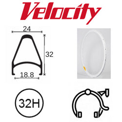 Velocity Chukker 700c Rim - 32H - White MSW - Rim Brake Compatible