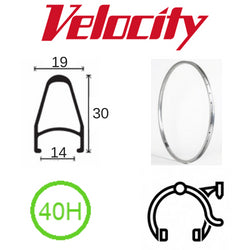 Velocity Deep V 700C Rim - Silver 40H for Road Bikes