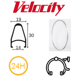 Velocity Deep V 700c Rim - 24H - Presta Valve - Rim Brake - Bright Silver