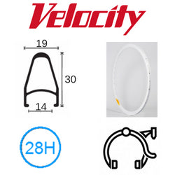 Velocity Deep V 700c Rim - 28H - White Powder Coated