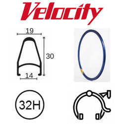 Velocity Deep V 700c Rim - 32H - Lighter Blue - Presta Valve - Rim Brake