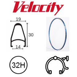 Velocity Deep V 700c Rim - 32H - Teal - MSW