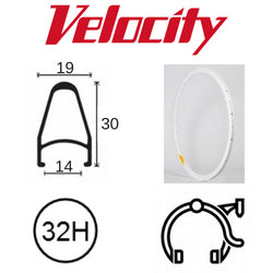 Velocity Deep V 700c Rim - 32H - White - Presta Valve - Rim Brake Compatible