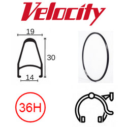 Velocity Deep V 700c Rim - 36H - Black Anodised - Presta Valve - Rim Brake Compatible