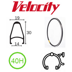 Velocity Deep V 700c Rim - 40H - Black Anodised - MSW