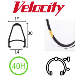 Velocity Deep V 700c Rim - 40H - Black Anodised - MSW