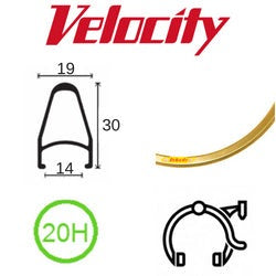 Velocity Deep V 700c Rim - Gold Anodised - Rim Brake Compatible