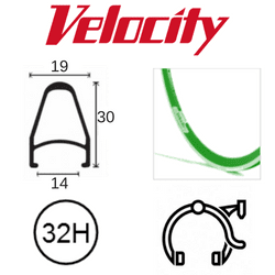 Velocity Deep V 700c Rim - Green MSW - 32H - Rim Brake Compatible