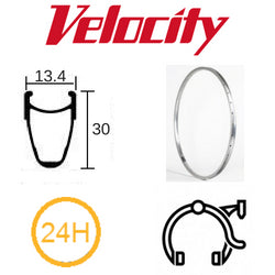 Velocity Escape 700c Rim - Silver Anodised, 24H, Presta Valve, Rim Brake, Double Wall, 13mm Width