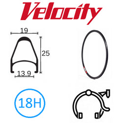 Velocity Fusion 700c Rim - 18H, Presta Valve, Rim Brake, Black Anodised MSW