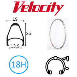 Velocity Fusion 700c Rim - 18H, Presta Valve, Rim Brake, Bright Silver MSW