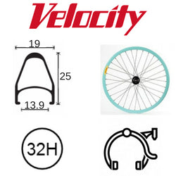 Velocity Fusion 700c Rim - 32H, Presta Valve, Rim Brake, Celeste MSW