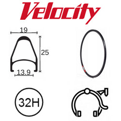 Velocity Fusion 700c Rim - 32H, Presta Valve, Rim Brake, D/W, Black