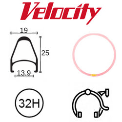 Velocity Fusion 700c Rim - 32H, Presta Valve, Rim Brake, Dark Pink MSW