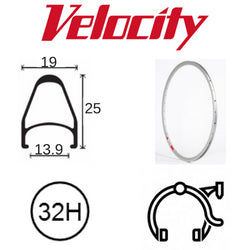 Velocity Fusion 700c Rim - 32H, Presta Valve, Rim Brake, Silver Anodised