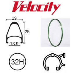 Velocity Fusion Lime 700c Rim - 32H, Presta Valve, Rim Brake Compatible