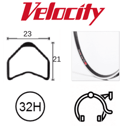 Velocity Major Tom Tubular Rim - 700c x 23mm, 32H, Black Anodised