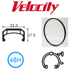 Velocity Psycho 20" Rim - 48H - Schrader Valve - Rim Brake - Black MSW