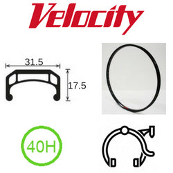 Velocity Psycho 700c Rim - Schrader Valve, Rim Brake, 40H, Black MSW