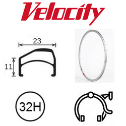 Velocity Synergy OC 700c Rim - Silver Anodised, 32H, Presta Valve, Rim Brake Compatible