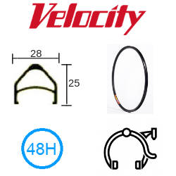 Velocity Taipan 20" Rim - 48H, Presta Valve, Rim Brake, Black Anodised