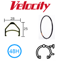 Velocity Taipan 20" Rim - 48H, Presta Valve, Rim Brake, Black Anodised