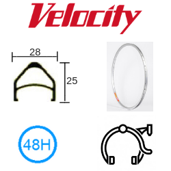 Velocity Taipan 20" Rim - 48H, Silver Anodised, Presta Valve, Rim Brake Compatible