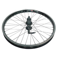 WHEEL 20" AlexRims D/W DM-24 Alloy Rim, Joytech 8/10 Speed Cassette Q/R Hub, Mach1 Spokes. BLACK with SILVER Spokes