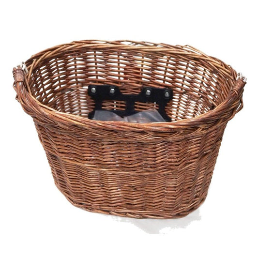 Wicker Front Basket with Quick Release and Handle - 350mm x 260mm x 220mm